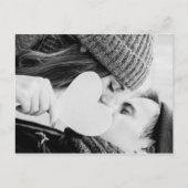 ほこりっぽい青い署名スクリプトの写真結婚の写真 インビテーションポストカード (裏面)