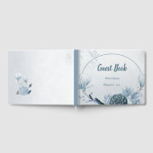 ほこりっぽい青い色合いの花ロマンチック ゲストブック (全面)