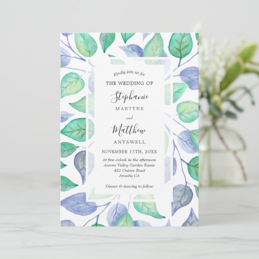ほこりっぽい青い色彩の鮮やか水色の結婚葉 招待状 (スタンド正面)