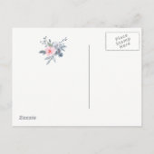 ほこりっぽい青い花が日付を保存する 案内ポストカード (裏面)