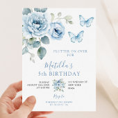 ほこりっぽい青い花が誕生日 招待状