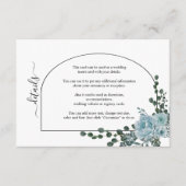 ほこりっぽい青い花とアーチ結婚フローラ エンクロージャーカード (正面)