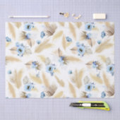 ほこりっぽい青い花とパンパスグラスエキゾチック 薄葉紙 (クラフト)