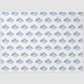 ほこりっぽい青い花と緑のパターン 薄葉紙 (正面)