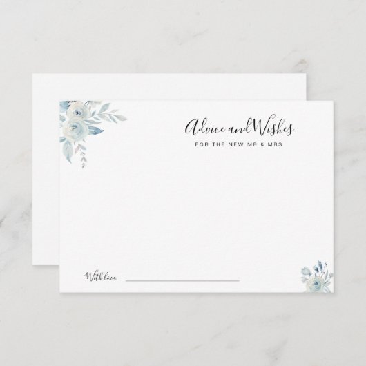 ほこりっぽい青い花のアドバイスとウィッシュカード サンキューカード (正面/裏面)