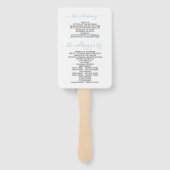 ほこりっぽい青い花のアーチ、イニシャル結婚式のプログラム ハンドファン (裏面)