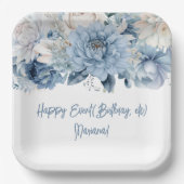 ほこりっぽい青い花のフローラパーティー ペーパープレート (正面)