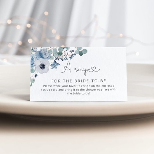 ほこりっぽい青い花のレシピカード挿入ページ エンクロージャーカード