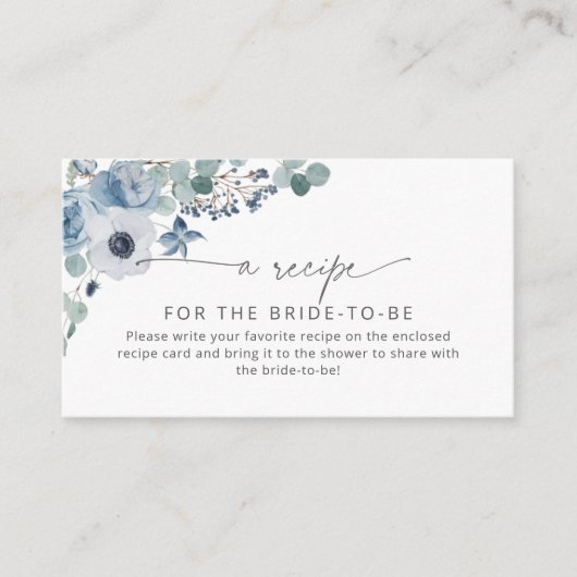 ほこりっぽい青い花のレシピカード挿入 エンクロージャーカード (正面)