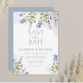ほこりっぽい青い花の日付を保存 招待状