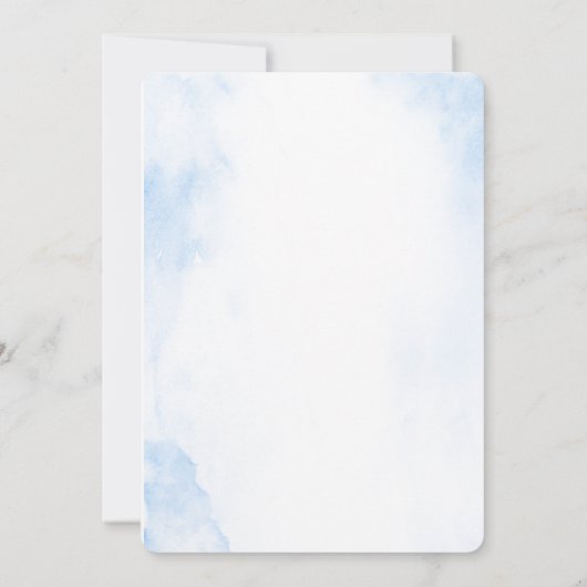 ほこりっぽい青い花の洗礼の招待 招待状 (裏面)