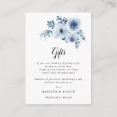 ほこりっぽい青い花の結婚式のギフトカード エンクロージャーカード (正面)