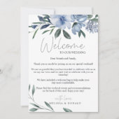 ほこりっぽい青い花ウェルカムレター&旅程 ノートカード (正面)