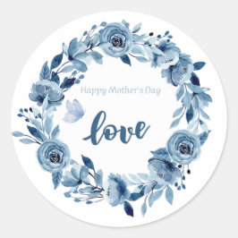 ほこりっぽい青い花エレガント愛するクラシックラウンド ラウンドシール