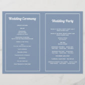 ほこりっぽい青い花タイポグラフィ折りプログラム チラシ (裏面)