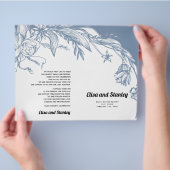 ほこりっぽい青い花タイポグラフィ折りプログラム チラシ (手)