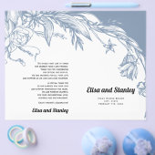 ほこりっぽい青い花タイポグラフィ折りプログラム チラシ (シングル)