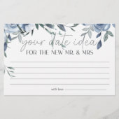 ほこりっぽい青い花デート夜のアイディアシャワーゲーム 便箋 (正面)