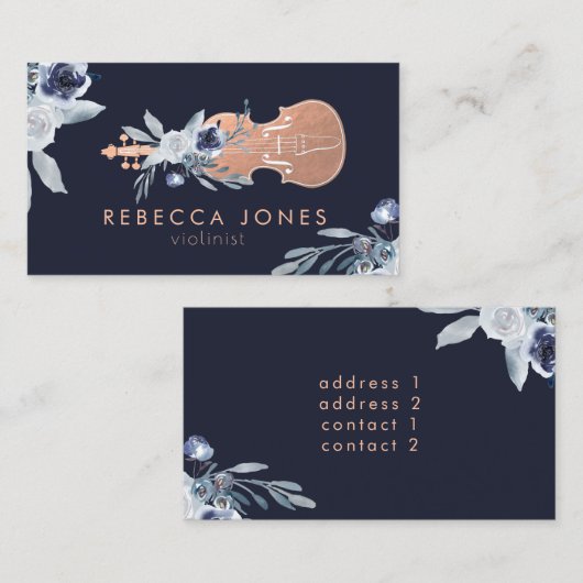 ほこりっぽい青い花バイオリニストの名刺 名刺 (正面/裏面)
