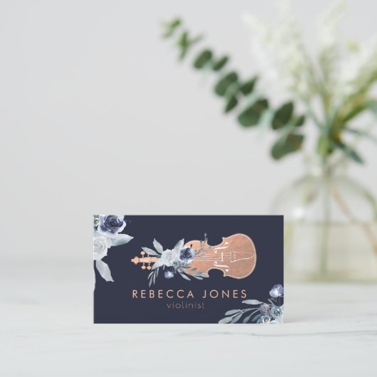 ほこりっぽい青い花バイオリニストの名刺 名刺 (スタンド正面)
