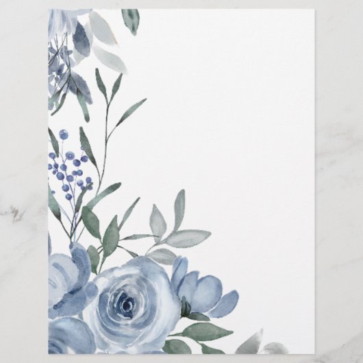 ほこりっぽい青い花ブライダルシャワービンゴゲーム (裏面)