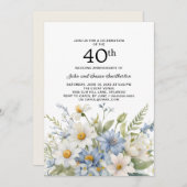 ほこりっぽい青い花ホワイトデイジー40周年 招待状 (正面/裏面)