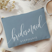 ほこりっぽい青い花嫁付きモダン書道 アクセサリーポーチ