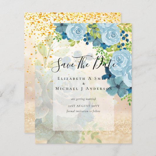 ほこりっぽい青い花救の日付 – 予算 (正面/裏面)