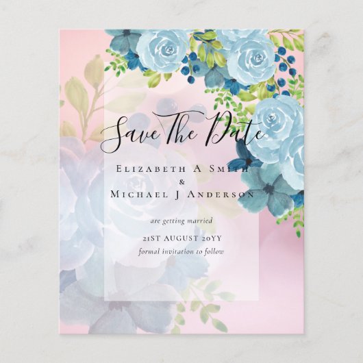 ほこりっぽい青い花救の日付 – 予算 チラシ (正面)