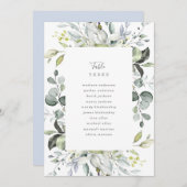 ほこりっぽい青い花模様のテーブル番号(座席付) メニュー (正面/裏面)