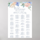 ほこりっぽい青い花模様アルファベットの座席表 ポスター (正面)