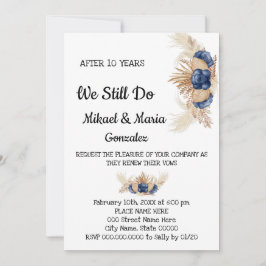 ほこりっぽい青い花結婚の記念日の更新 招待状