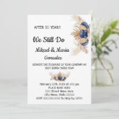 ほこりっぽい青い花結婚の記念日の更新 招待状 (スタンド正面)