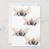 ほこりっぽい青い花結婚の記念日の更新 招待状 (裏面)