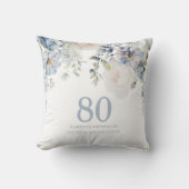ほこりっぽい青い花80th誕生日パーティーギフト クッション (正面)