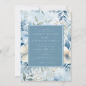 ほこりっぽい青い花 |エレガント庭園の結婚式 招待状 (正面)