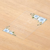 ほこりっぽい青い花、緑、ぼほ、赤ちゃんシャワー アクリル招待状 (レイダウン)