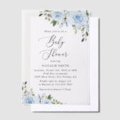 ほこりっぽい青い花、緑、ぼほ、赤ちゃんシャワー ベラム紙招待状 (オフセット)