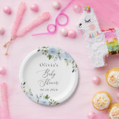 ほこりっぽい青い花、緑、ぼほ、赤ちゃんシャワー ペーパープレート (パーティー)