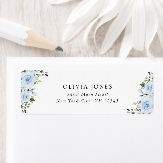 ほこりっぽい青い花、緑、ぼほ、赤ちゃんシャワー ラベル (インサイチュ)