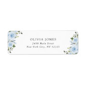 ほこりっぽい青い花、緑、ぼほ、赤ちゃんシャワー ラベル (正面)