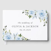 ほこりっぽい青い花、緑、ボホ、フローラ結婚ズ ゲストブック (正面)