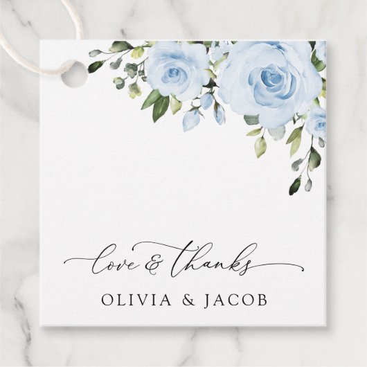 ほこりっぽい青い花、緑、ボホ、フローラ結婚ズ フェイバータグ (正面)