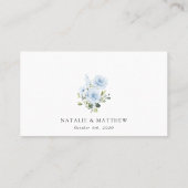 ほこりっぽい青い花、緑、ボホ、フローラ結婚ズ プレイスカード (裏面)