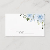 ほこりっぽい青い花、緑、ボホ、フローラ結婚ズ プレイスカード (正面)