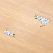 ほこりっぽい青い花,緑,ボホ,ブライダルシャワー アクリル招待状 (レイダウン)