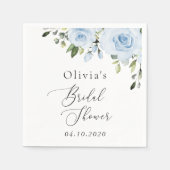 ほこりっぽい青い花，緑，ボホ，ブライダルシャワー スタンダードカクテルナプキン (正面)