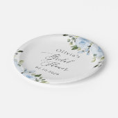 ほこりっぽい青い花，緑，ボホ，ブライダルシャワー ペーパープレート (アングル)