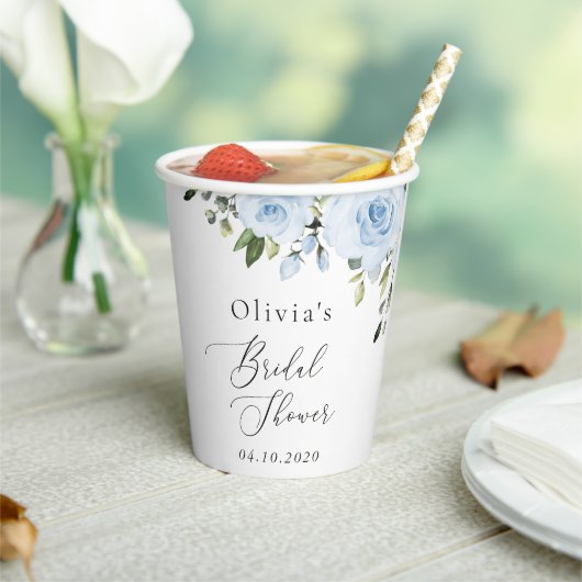 ほこりっぽい青い花,緑,ボホ,ブライダルシャワー 紙コップ (インサイチュ)