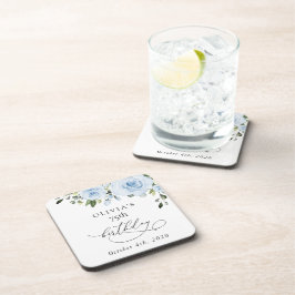 ほこりっぽい青い花,緑,ボホ,誕生日 コースター